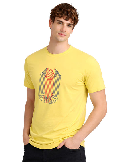ADRO Mens Dual Arc Monogram Printed T-Shirt for Men | Cotton Printed Tshirt | Regular Fit Casual T-Shirts | Summer Tshirts