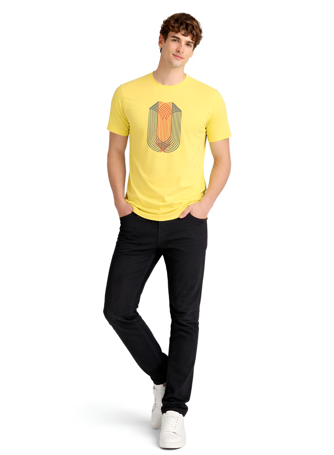 ADRO Mens Dual Arc Monogram Printed T-Shirt for Men | Cotton Printed Tshirt | Regular Fit Casual T-Shirts | Summer Tshirts