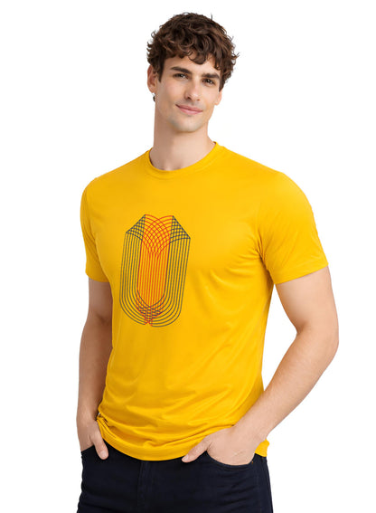 ADRO Mens Dual Arc Monogram Printed T-Shirt for Men | Cotton Printed Tshirt | Regular Fit Casual T-Shirts | Summer Tshirts