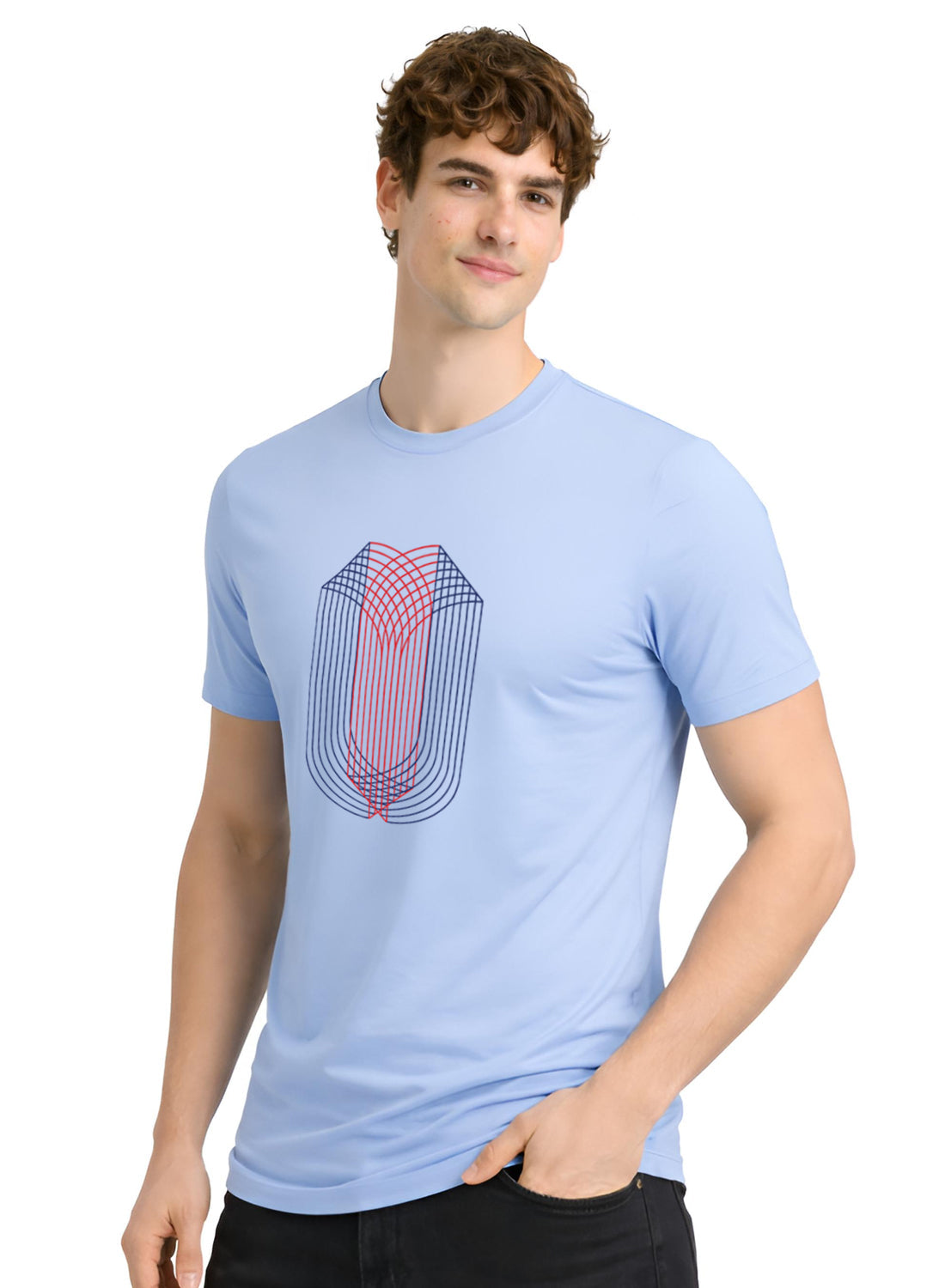 ADRO Mens Dual Arc Monogram Printed T-Shirt for Men | Cotton Printed Tshirt | Regular Fit Casual T-Shirts | Summer Tshirts