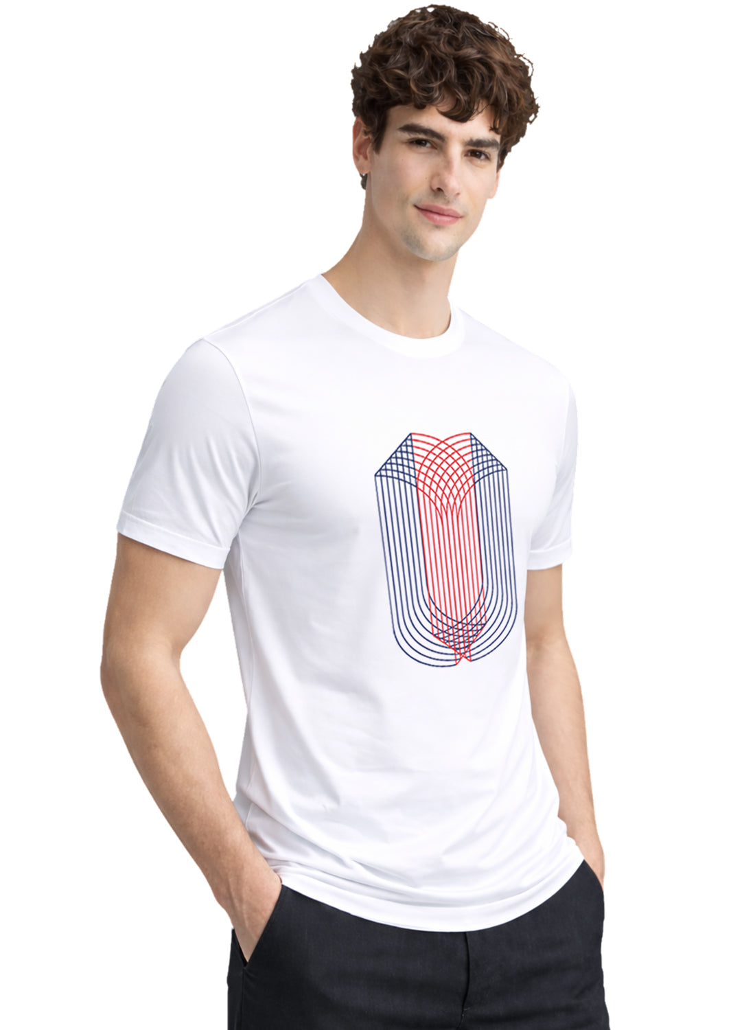 ADRO Mens Dual Arc Monogram Printed T-Shirt for Men | Cotton Printed Tshirt | Regular Fit Casual T-Shirts | Summer Tshirts