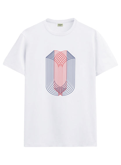 ADRO Mens Dual Arc Monogram Printed T-Shirt for Men | Cotton Printed Tshirt | Regular Fit Casual T-Shirts | Summer Tshirts