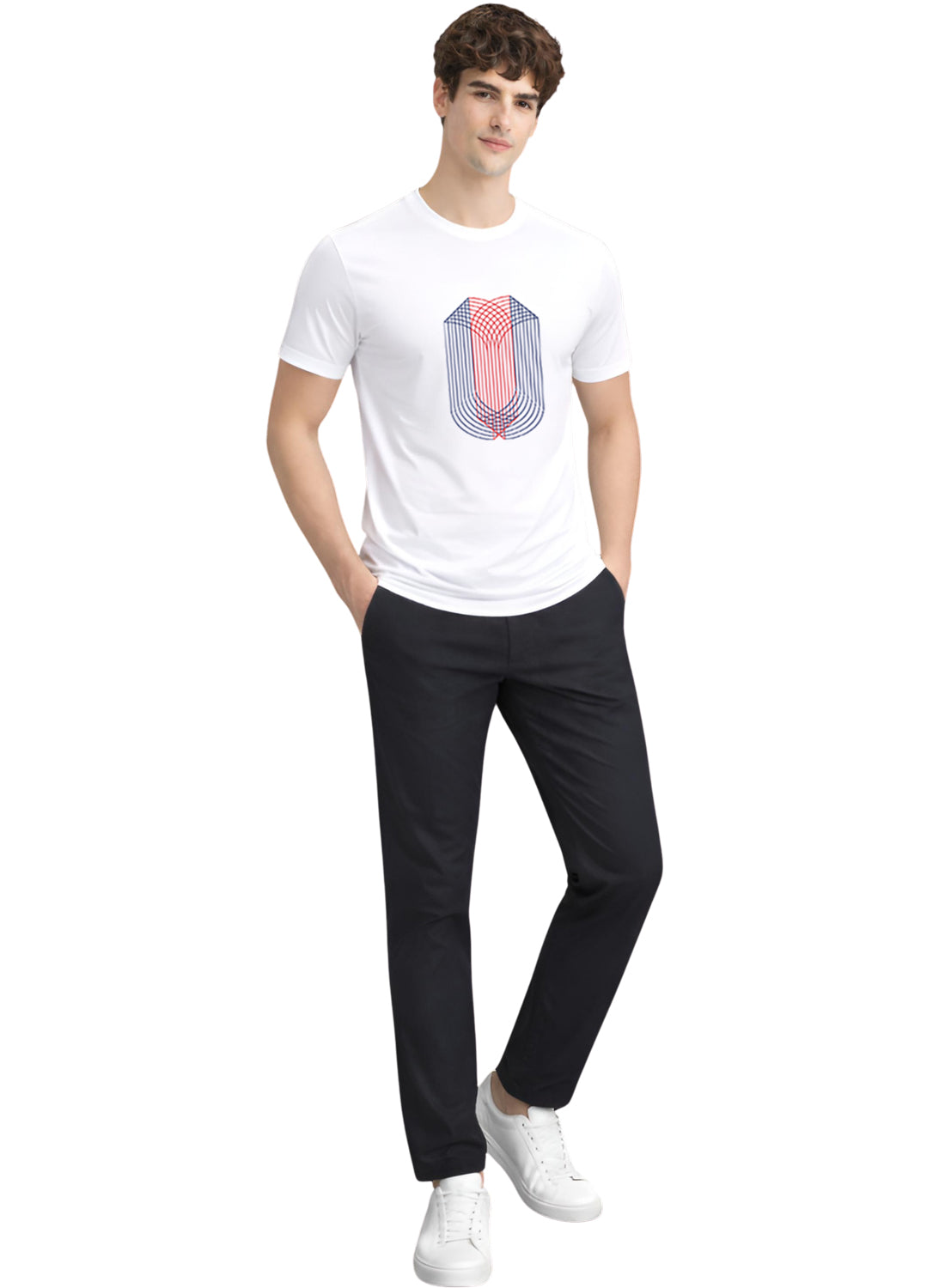 ADRO Mens Dual Arc Monogram Printed T-Shirt for Men | Cotton Printed Tshirt | Regular Fit Casual T-Shirts | Summer Tshirts