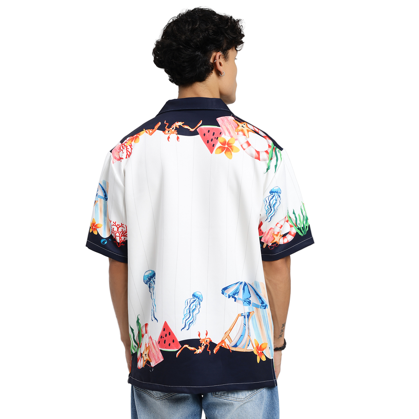 Vacay Club Half-Sleeves Printed White Shirt