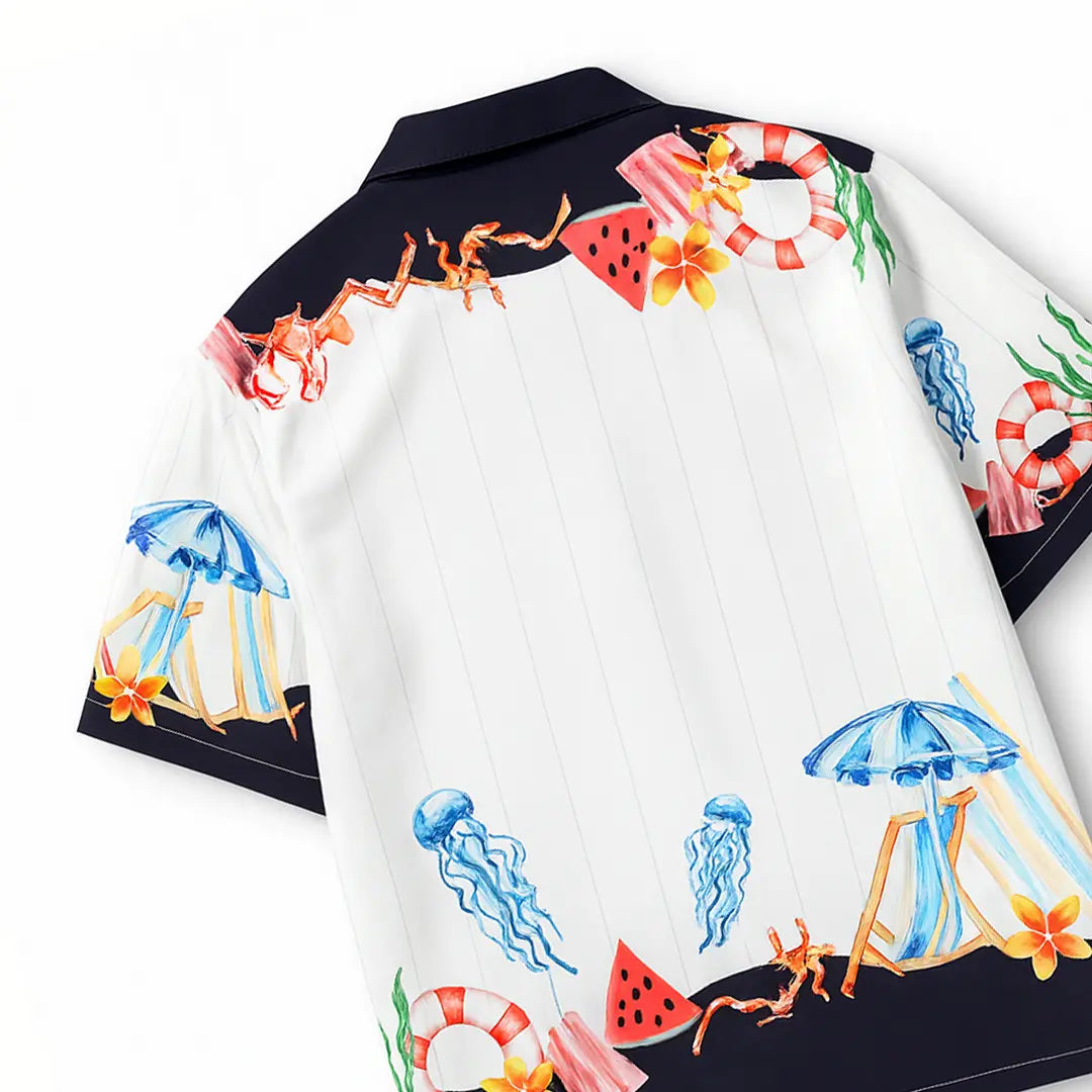 Vacay Club Half-Sleeves Printed White Shirt FLYAF