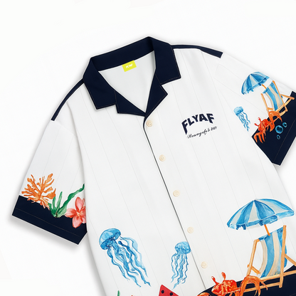 Vacay Club Half-Sleeves Printed White Shirt