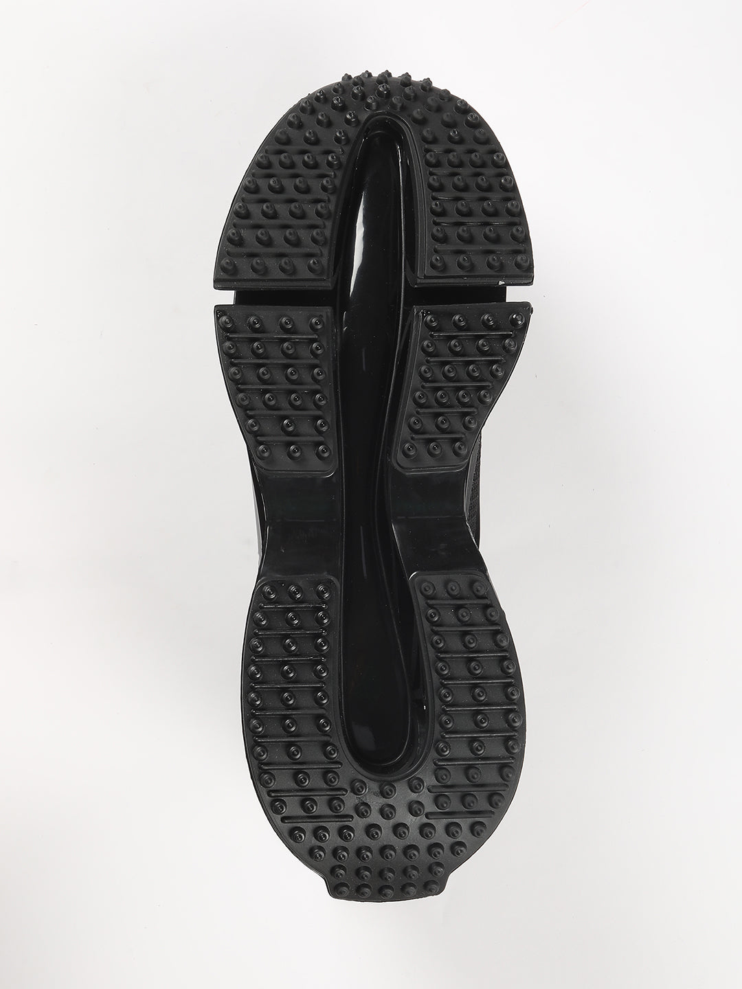 Men's Black Sneaker with Rubber Stitched Outlay on Mesh