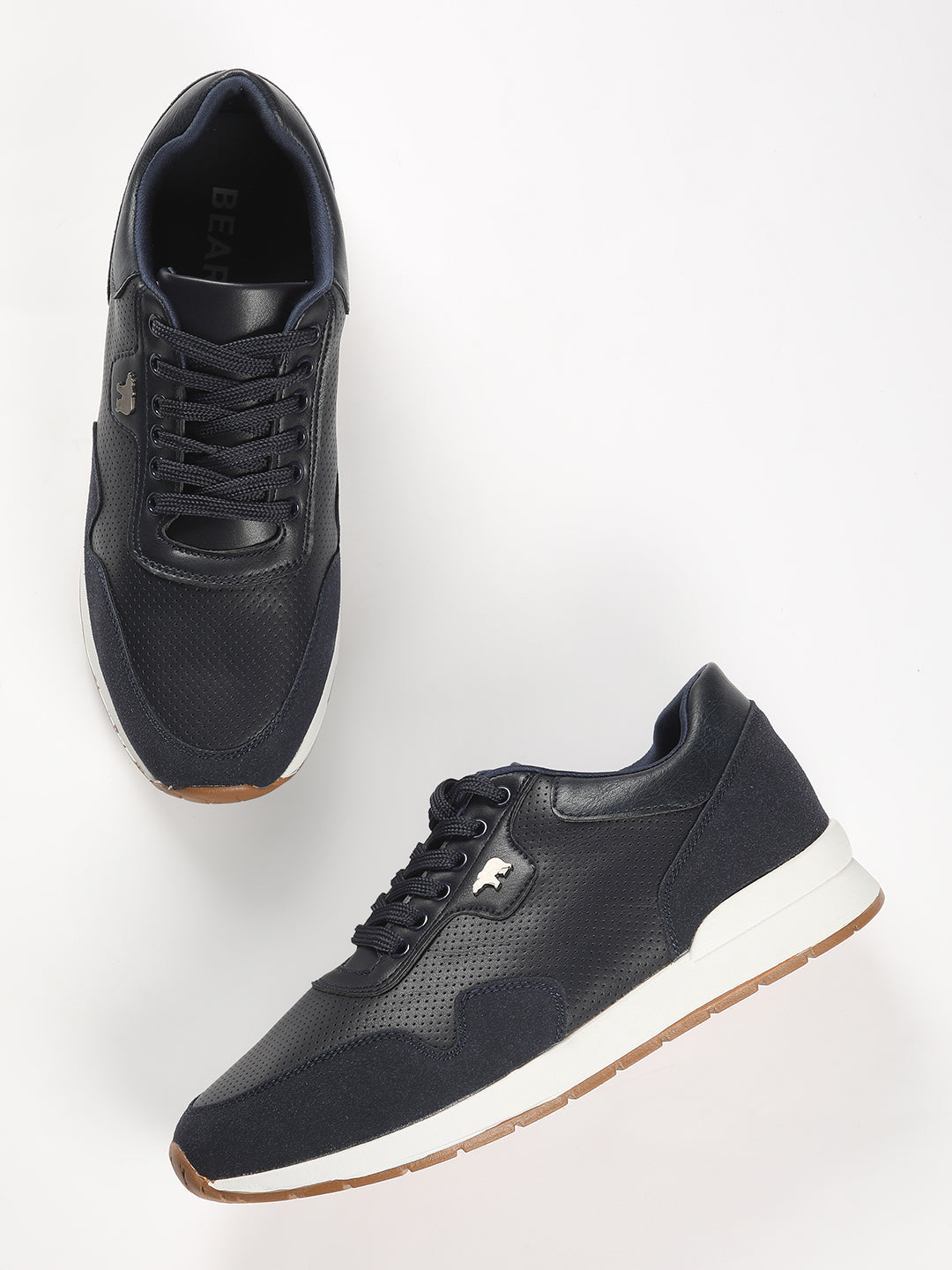 Men's Blue Modern Minimalistic Sneaker with Suede Panels