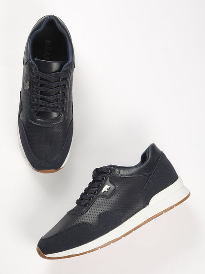 Men's Blue Modern Minimalistic Sneaker with Suede Panels