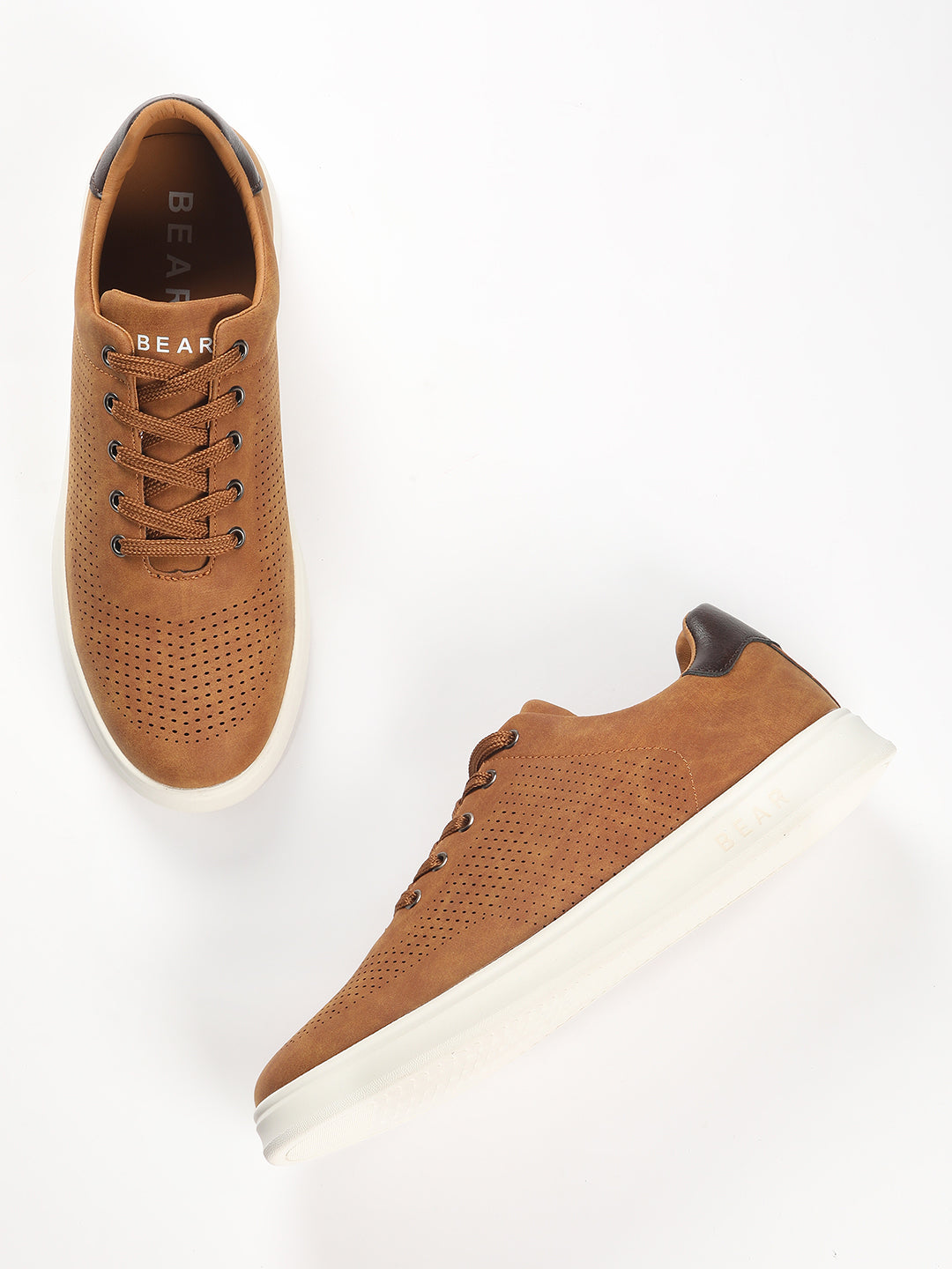 Men's Tan Casual Sneakers with Suede Finish