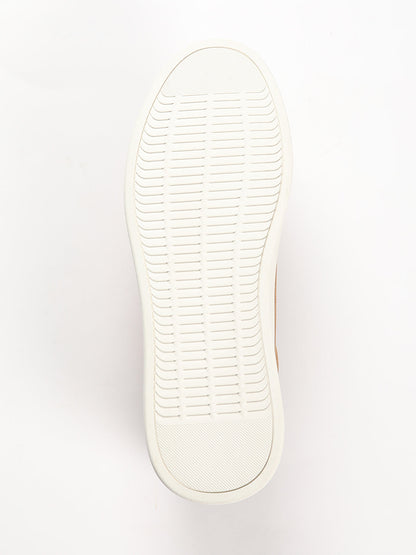 Men's Tan Casual Sneakers with Suede Finish
