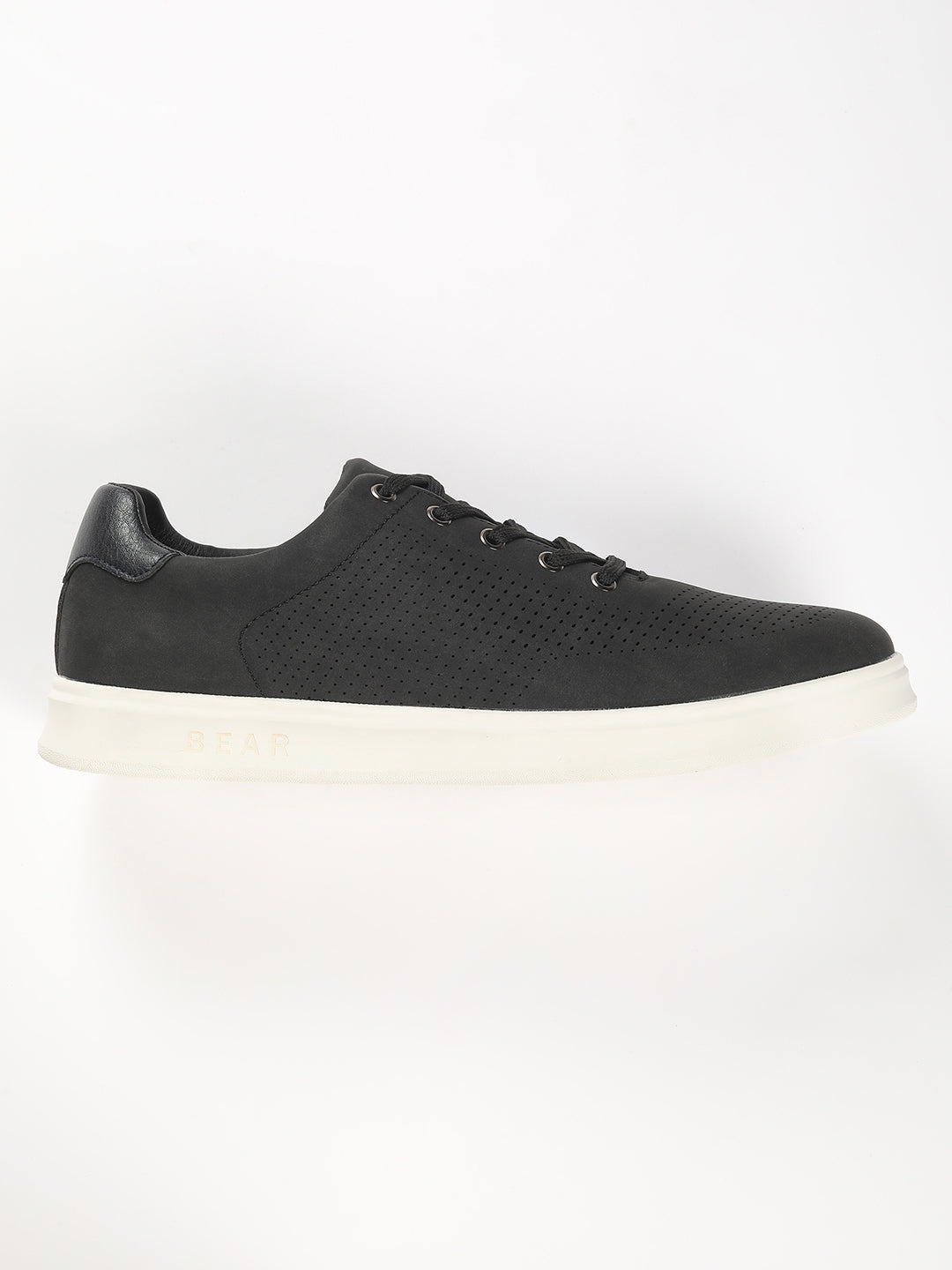Men's Confident Black Sneakers with Perforated Finish