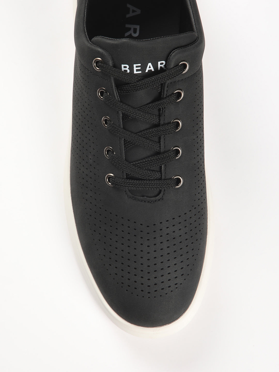 Men's Confident Black Sneakers with Perforated Finish