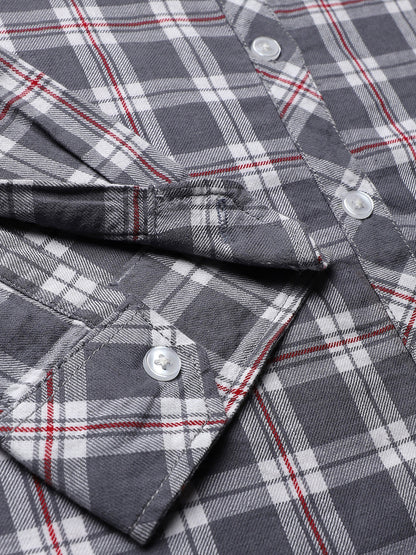 Grey Tartan Plaid Shirt