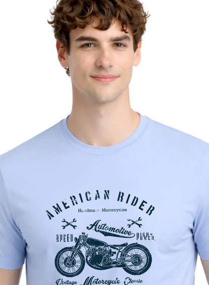 Adro Mens American Rider Printed T-Shirt | 100% Cotton T shirt for Bikers | Stylish Casual Tee Summer Regular Fit Biker Tshirt