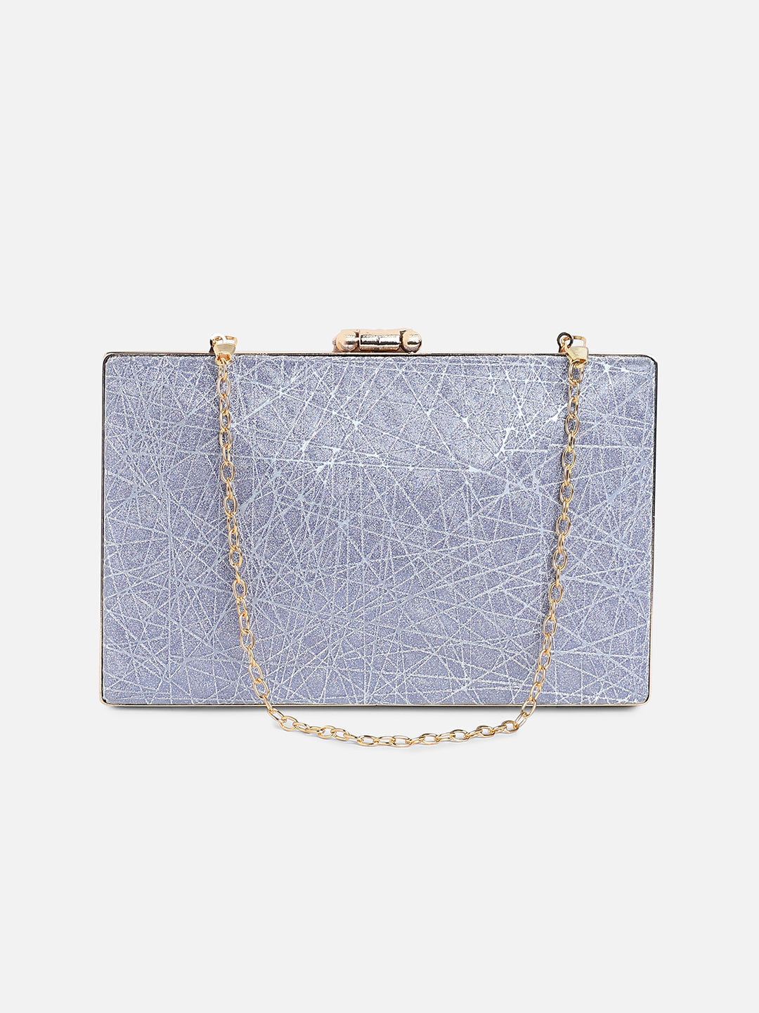 Silver Textured Vegan Leather Clutch