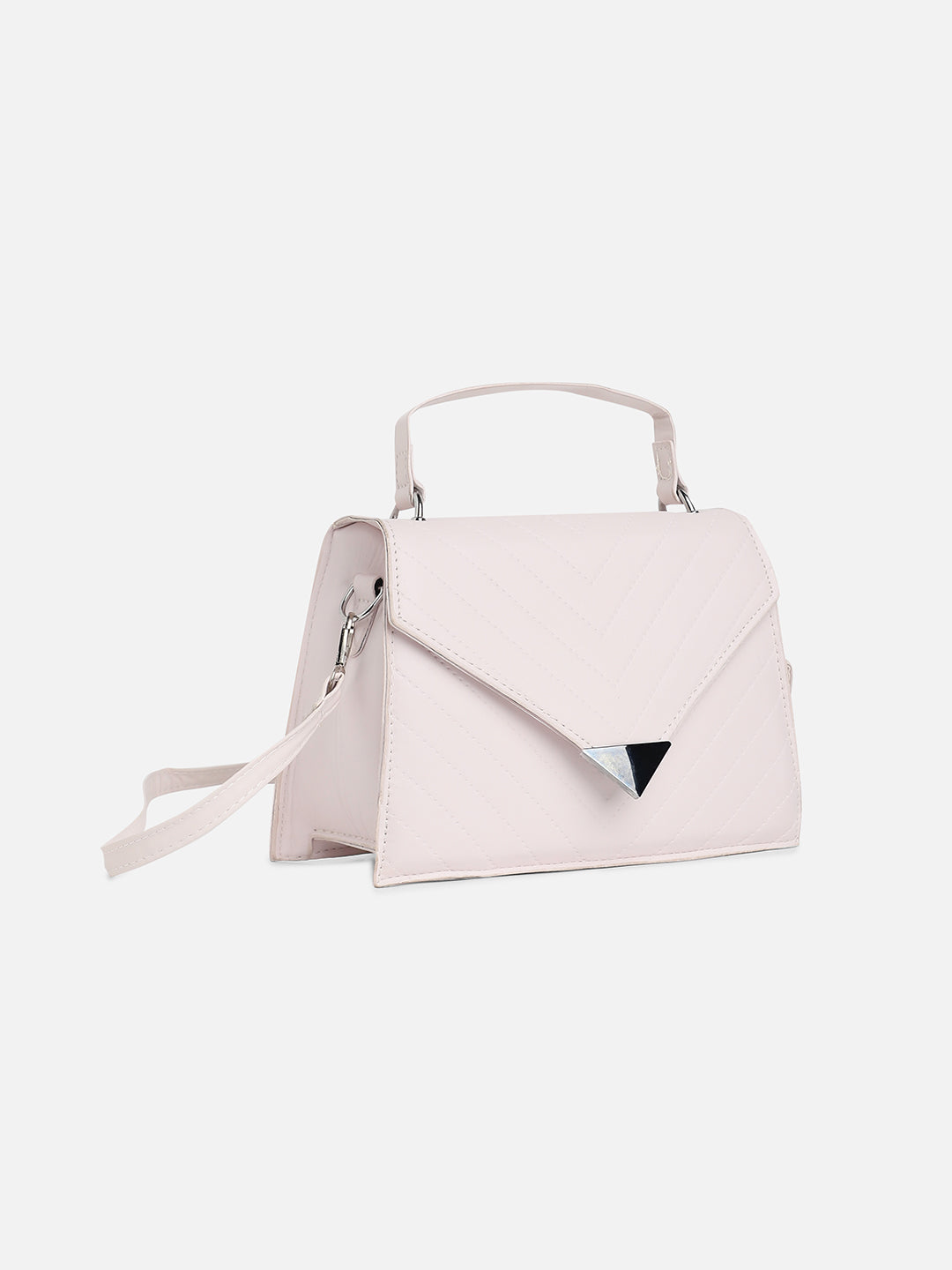 White Solid Vegan Leather Handbag