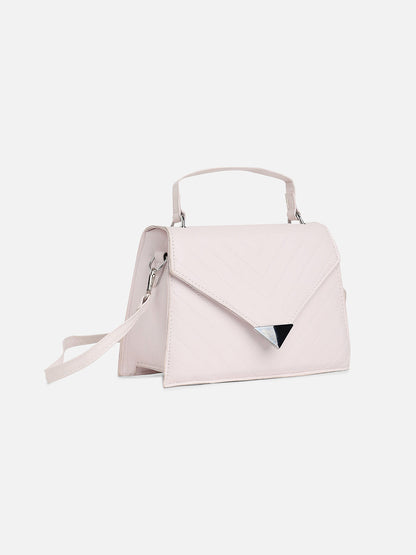 White Solid Vegan Leather Handbag