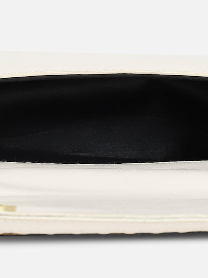 White Solid Vegan Leather Handbag
