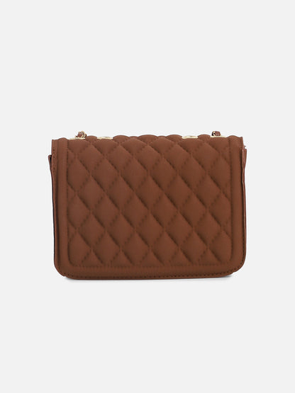 Brown Quilted Vegan Leather Sling Bag