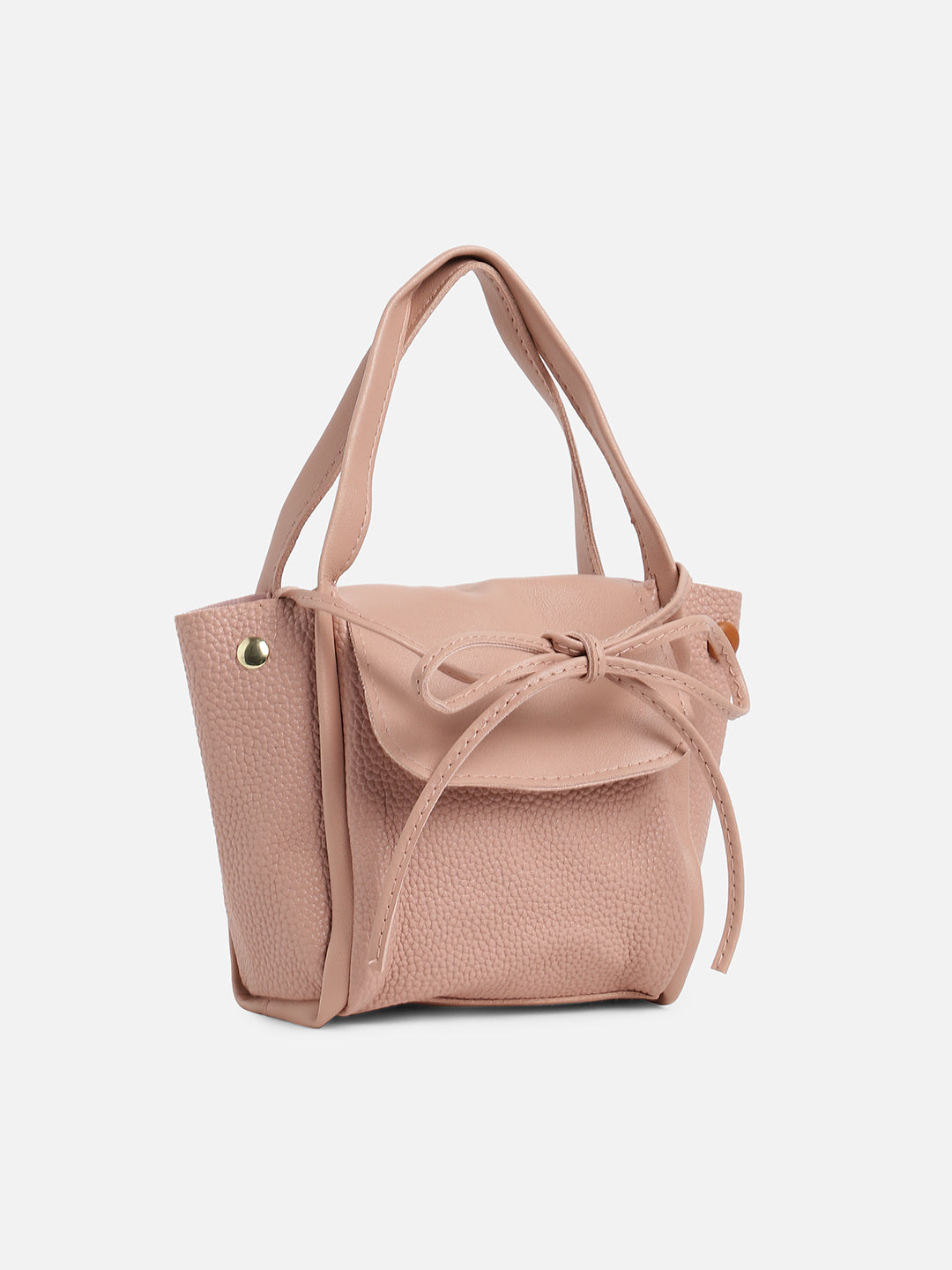 Pink Solid Vegan Leather Handbag