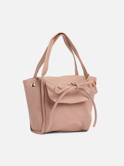 Pink Solid Vegan Leather Handbag