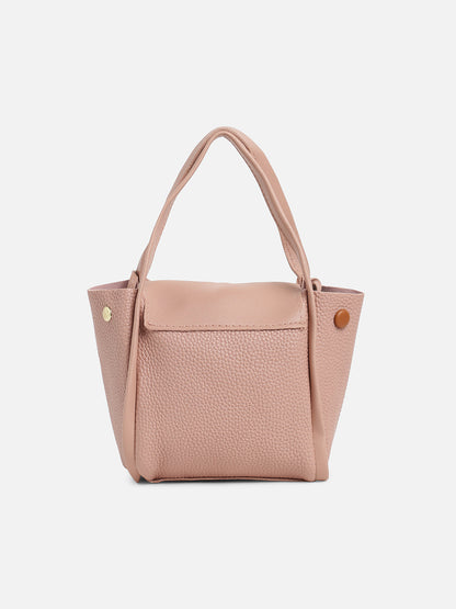 Pink Solid Vegan Leather Handbag