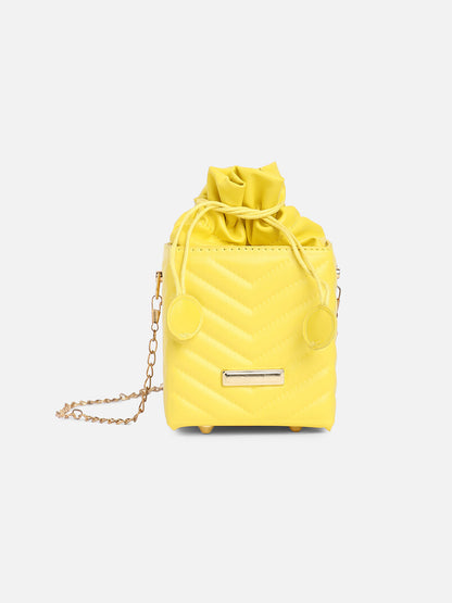 Yellow Quilted Vegan Leather Sling Bag