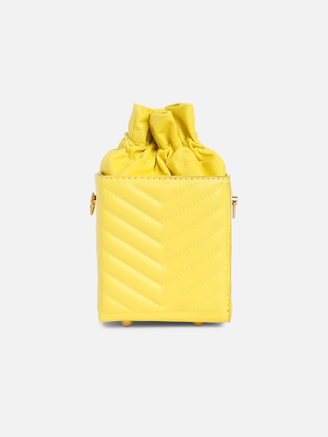 Yellow Quilted Vegan Leather Sling Bag