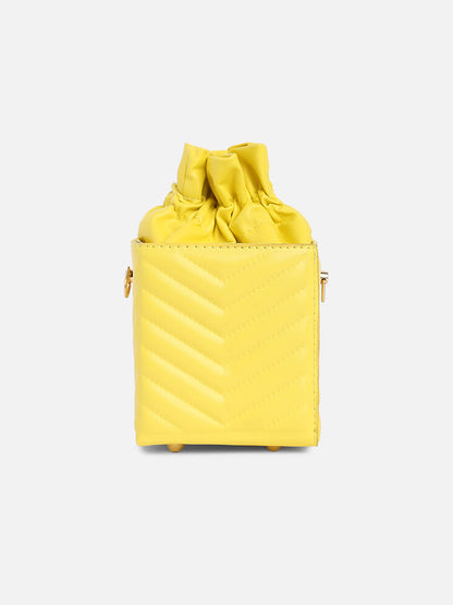 Yellow Quilted Vegan Leather Sling Bag