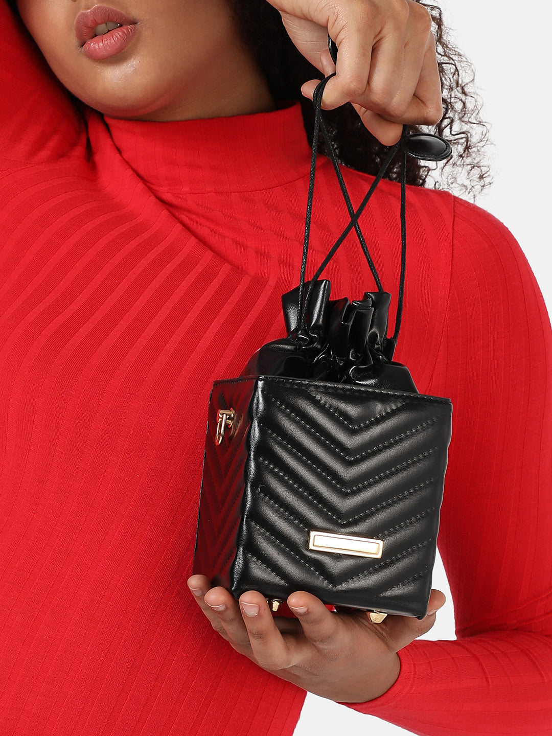 Black Quilted Vegan Leather Sling Bag