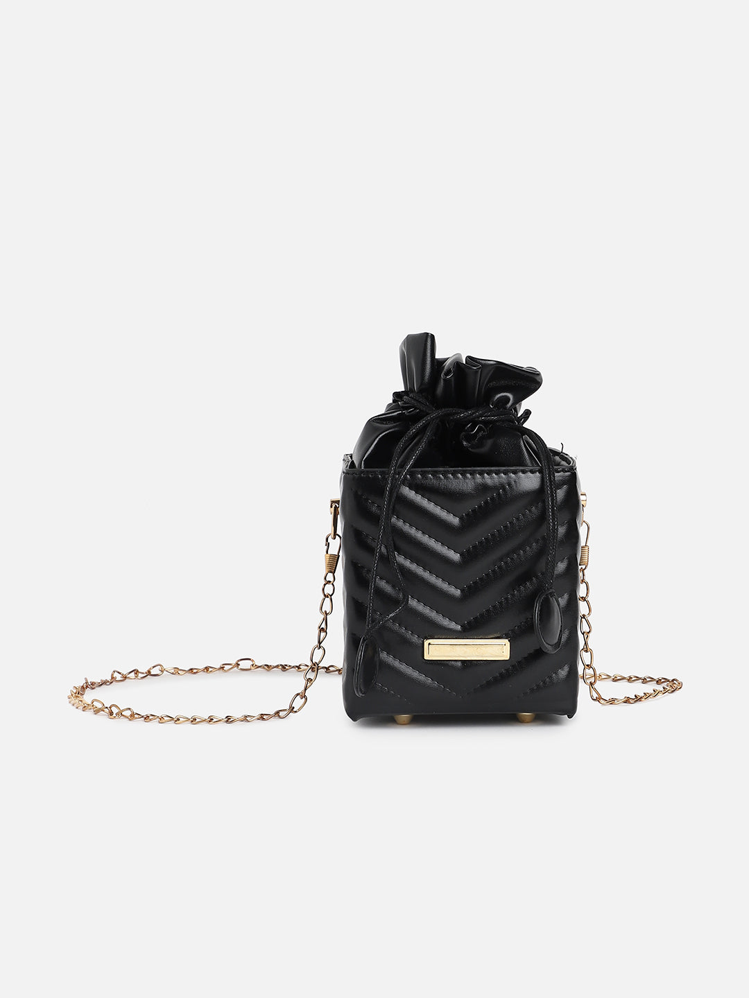 Black Quilted Vegan Leather Sling Bag