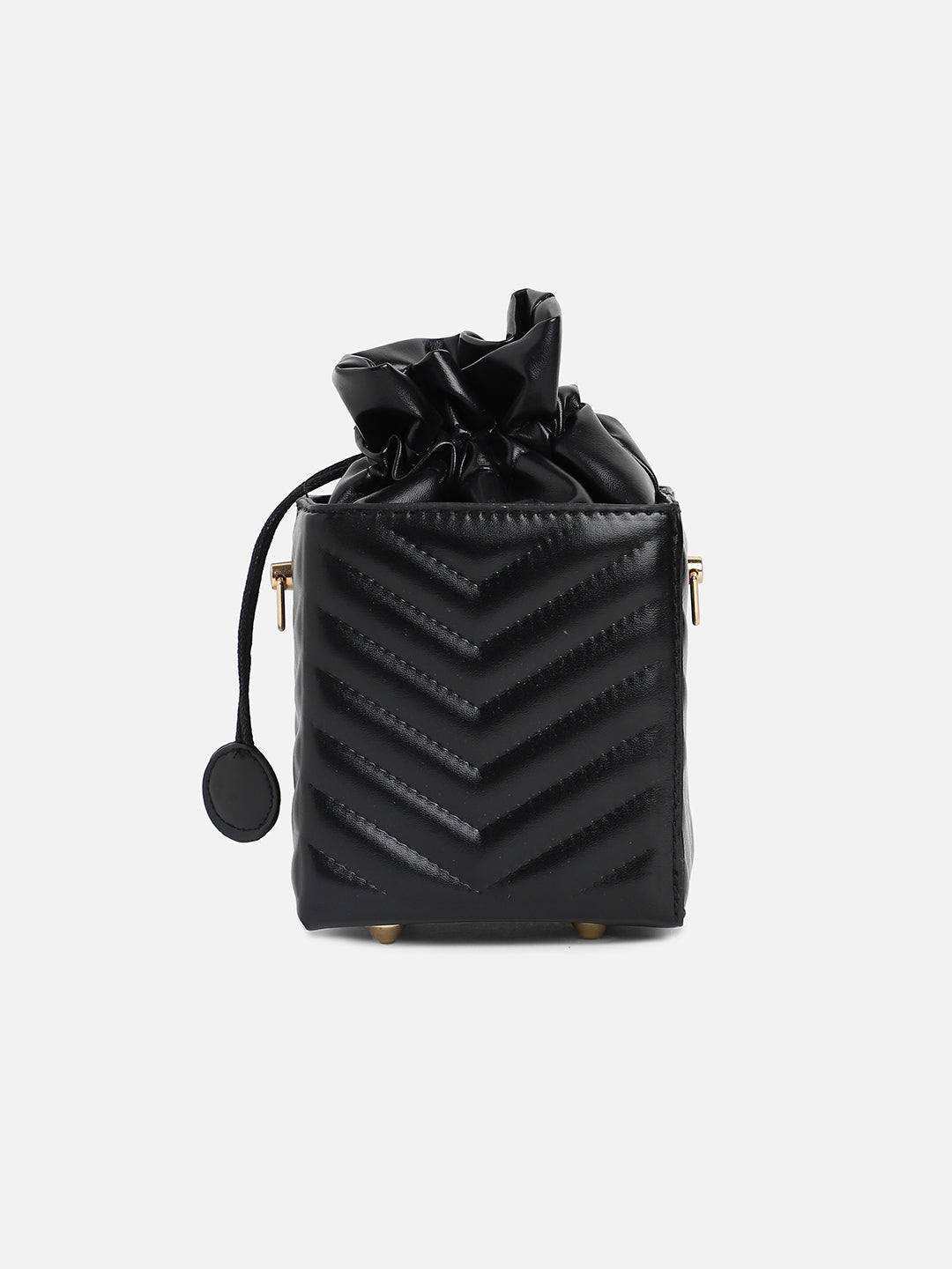Black Quilted Vegan Leather Sling Bag
