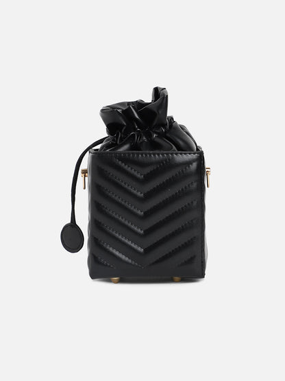 Black Quilted Vegan Leather Sling Bag