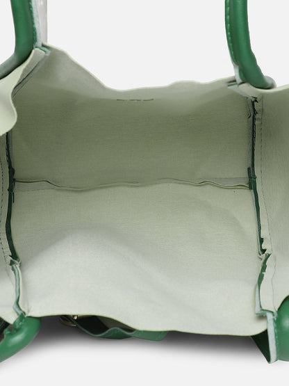 Green Solid Vegan Leather Shoulder Bag