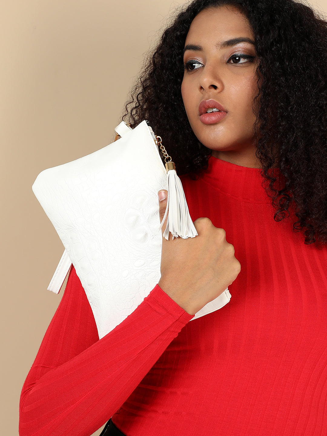 White Textured Vegan Leather Wallet