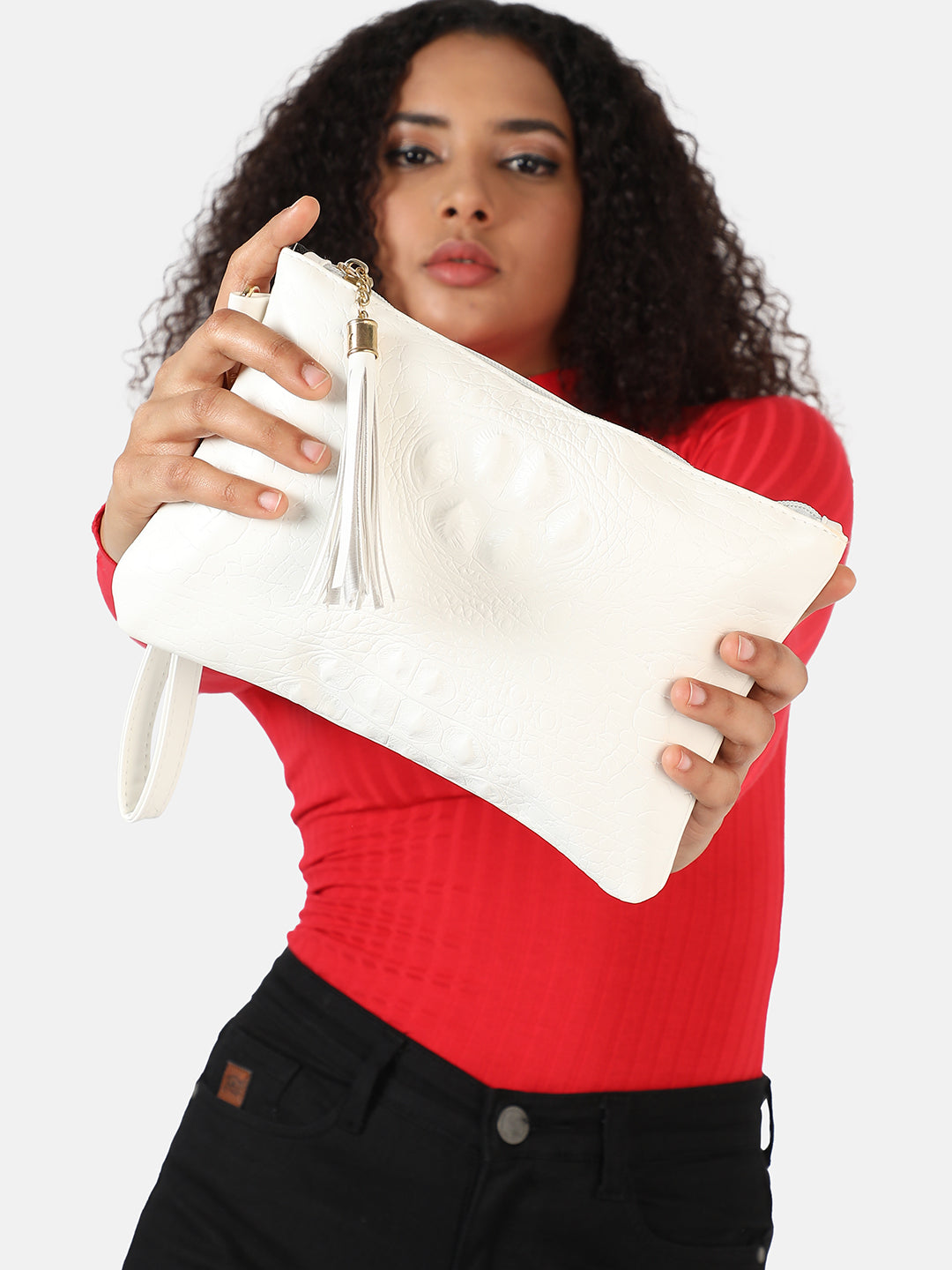 White Textured Vegan Leather Wallet