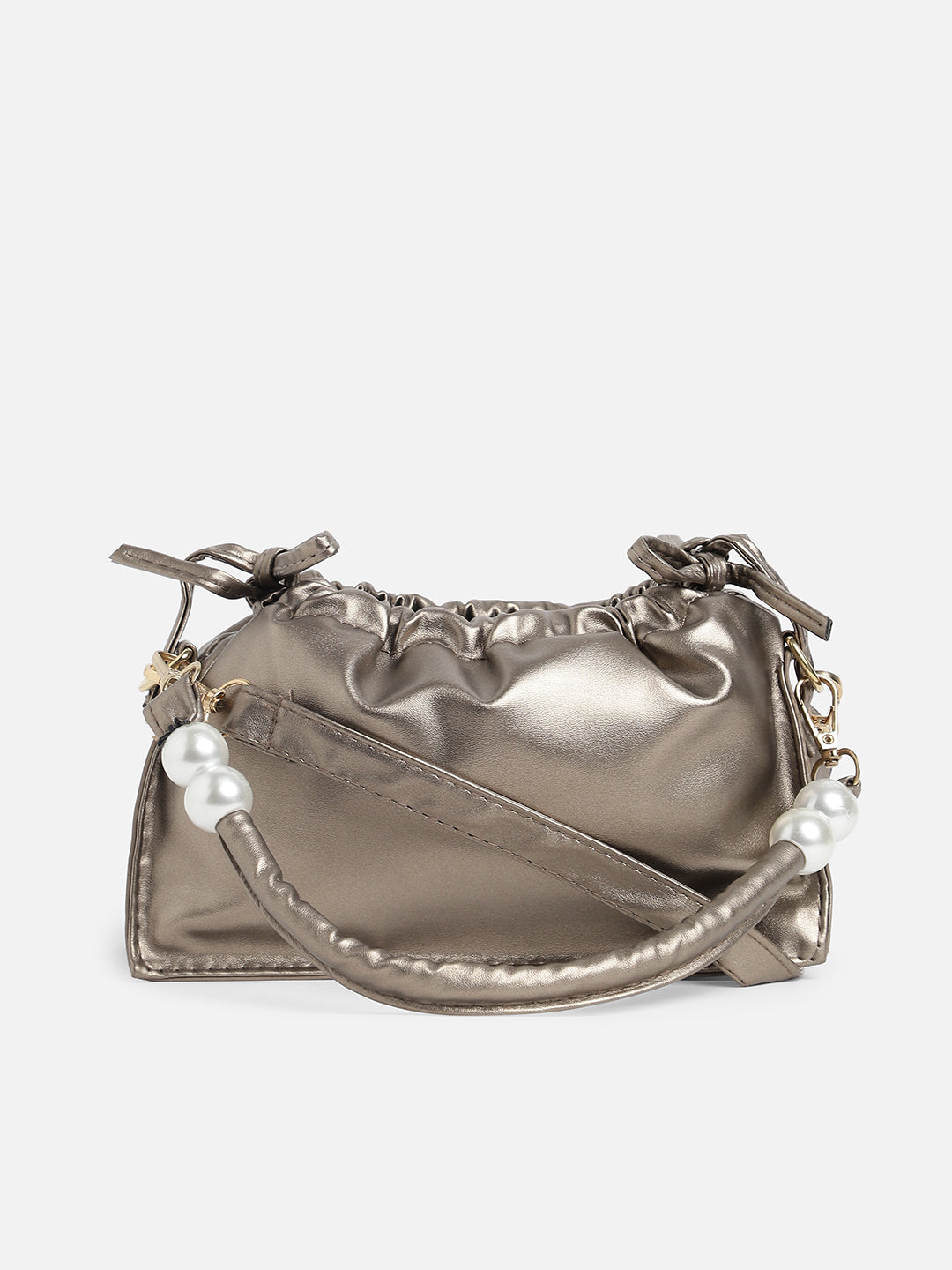 Bronze Solid Vegan Leather Handbag