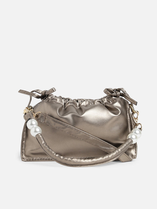 Bronze Solid Vegan Leather Handbag