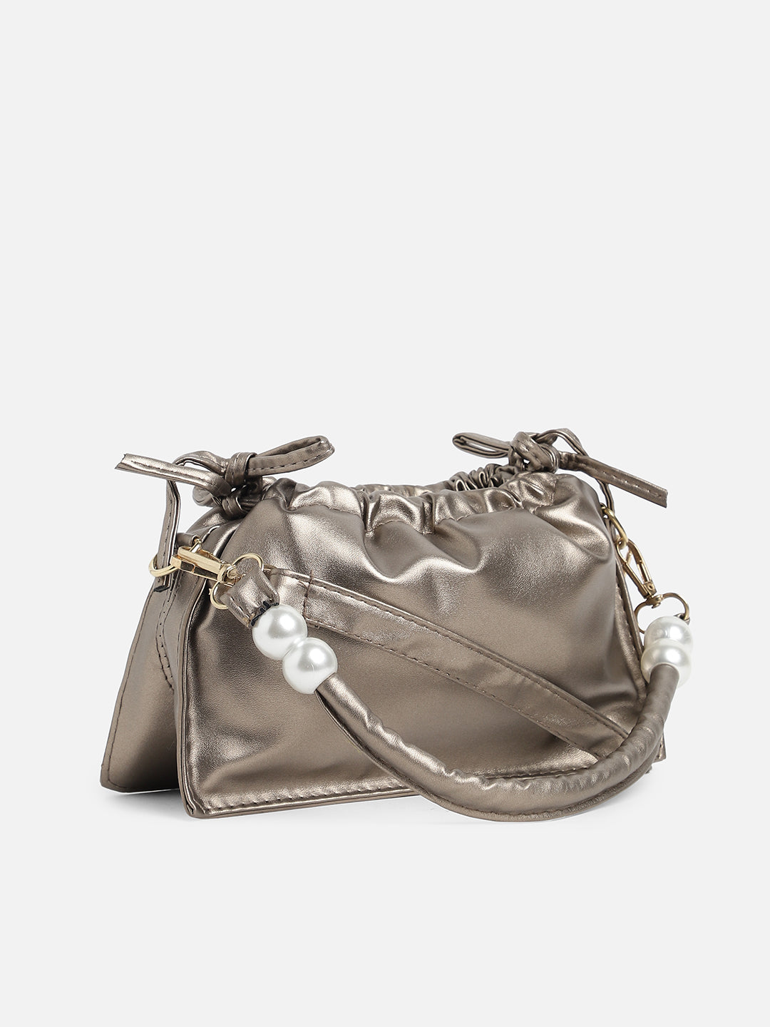Bronze Solid Vegan Leather Handbag