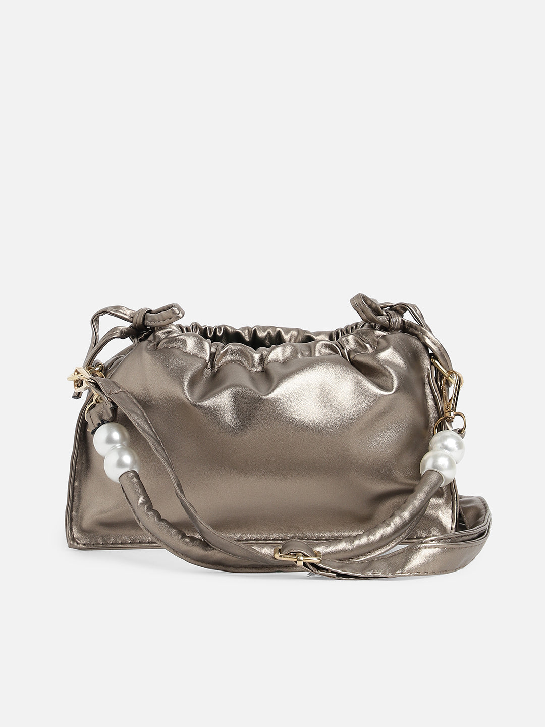 Bronze Solid Vegan Leather Handbag