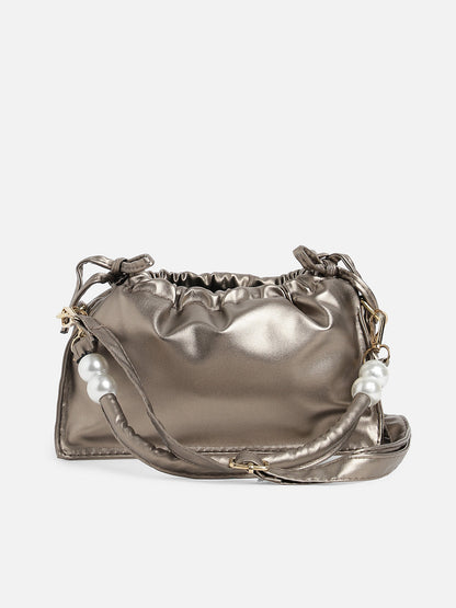 Bronze Solid Vegan Leather Handbag