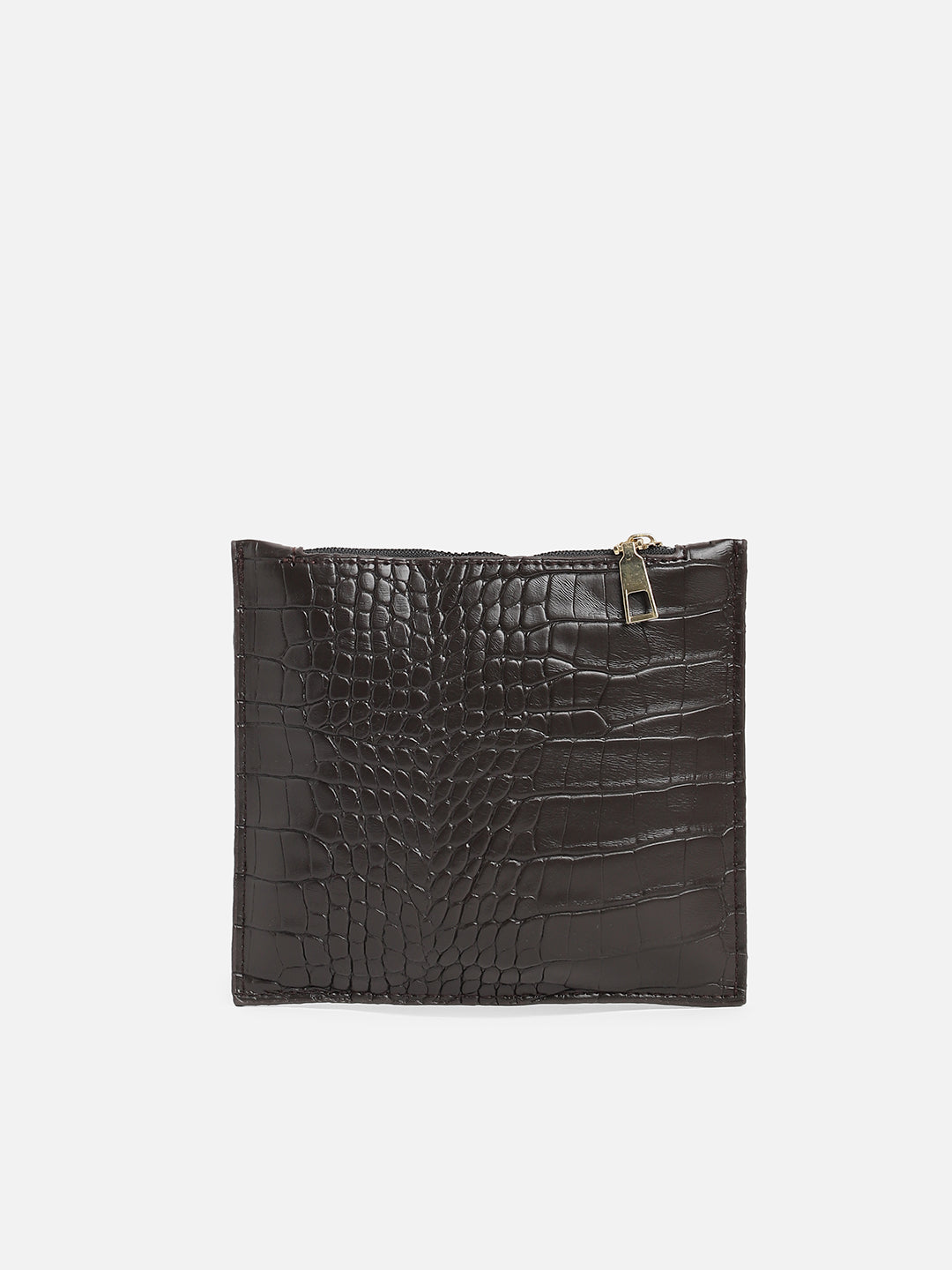 Black Textured Vegan Leather Tote Bag With Pouch Set