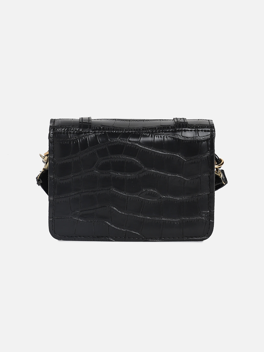 Black Textured Vegan Leather Sling Bag