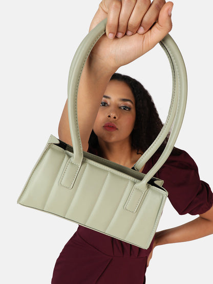 Green Quilted Vegan Leather Shoulder Bag