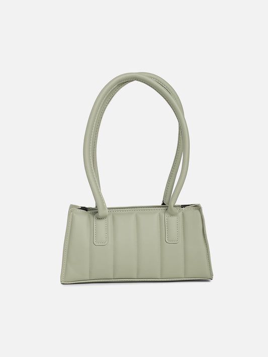 Green Quilted Vegan Leather Shoulder Bag