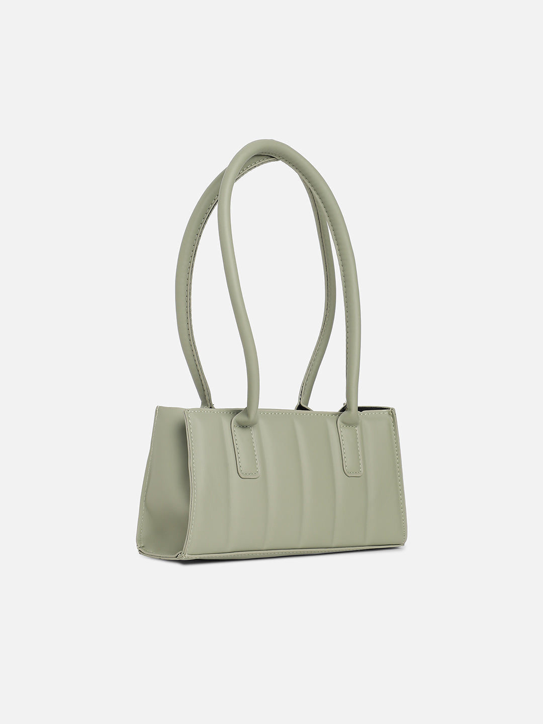 Green Quilted Vegan Leather Shoulder Bag