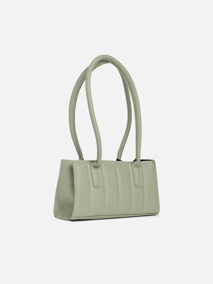 Green Quilted Vegan Leather Shoulder Bag