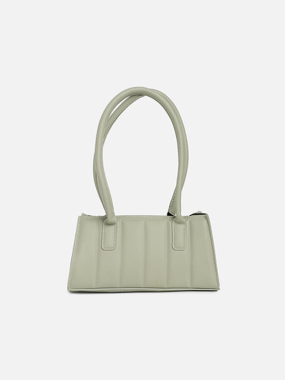 Green Quilted Vegan Leather Shoulder Bag