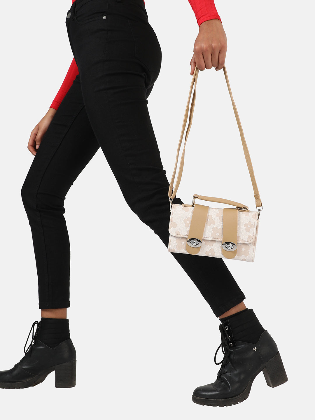 Multicolour Colourblocked Vegan Leather Handbag